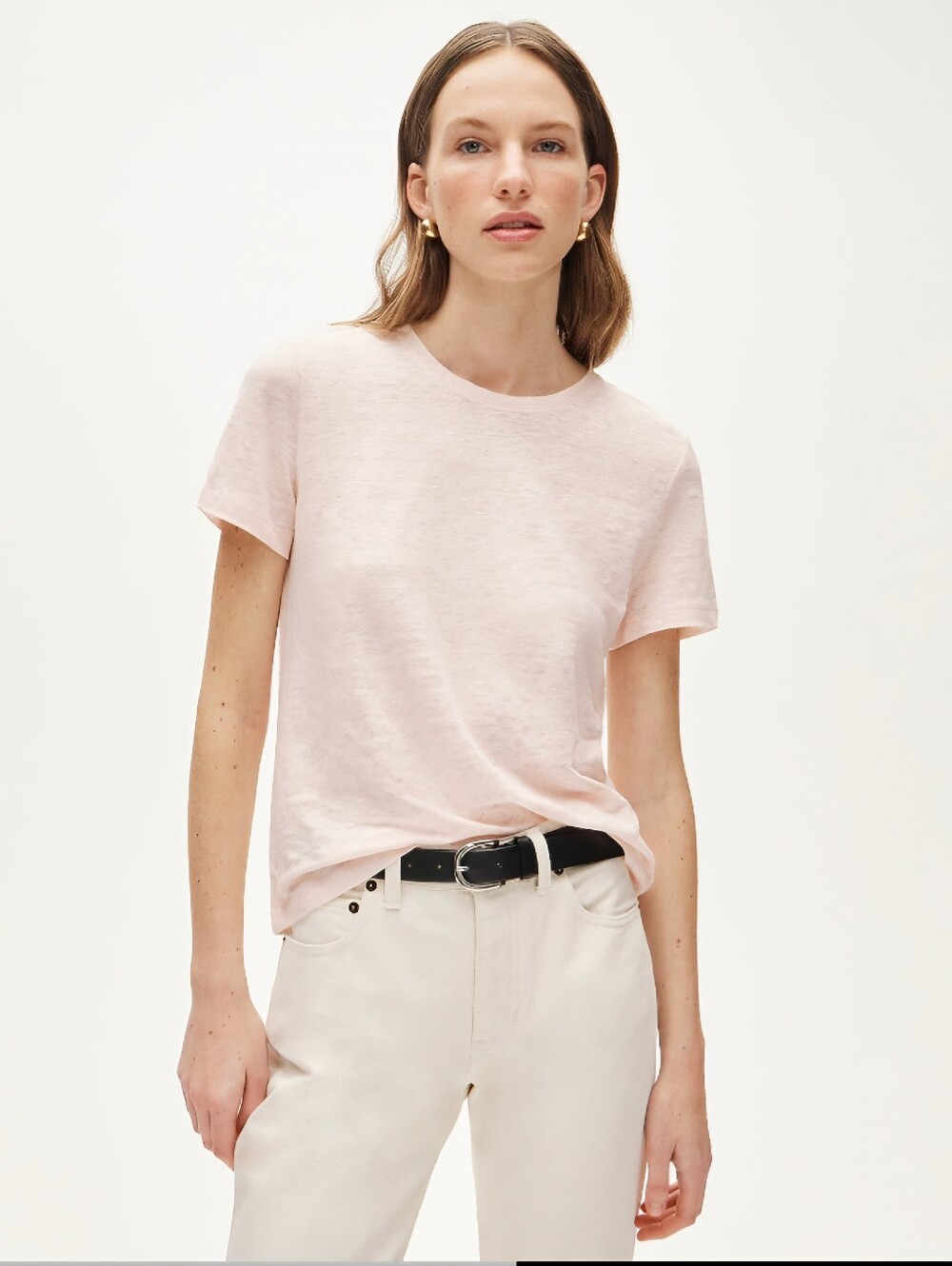 J.Crew Women's New relaxed linen T-shirt Lavender Blush Sz M $50 Relaxed Fit